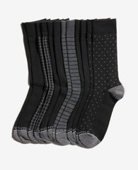 Pattern Dress Crew Socks 6-Pack Black