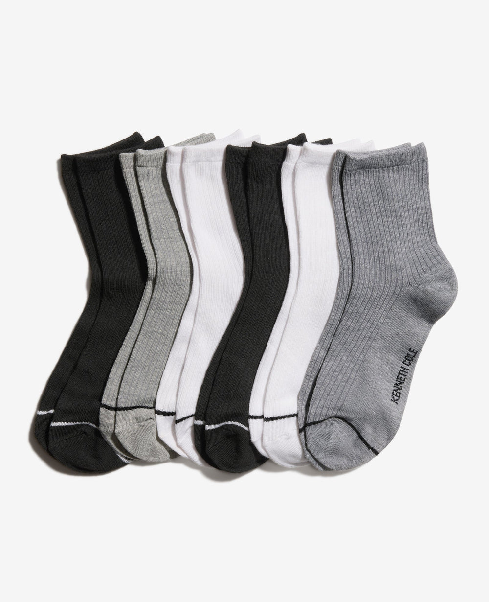 Fine Rib Crew Socks 6-Pack Medium Grey