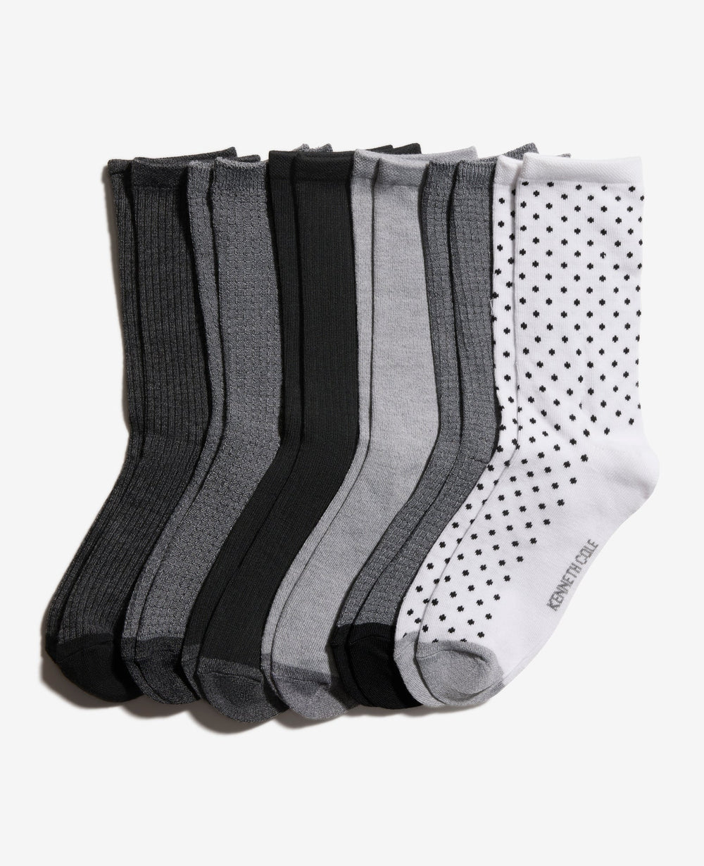 Tiny Dot Crew Socks 6-Pack White