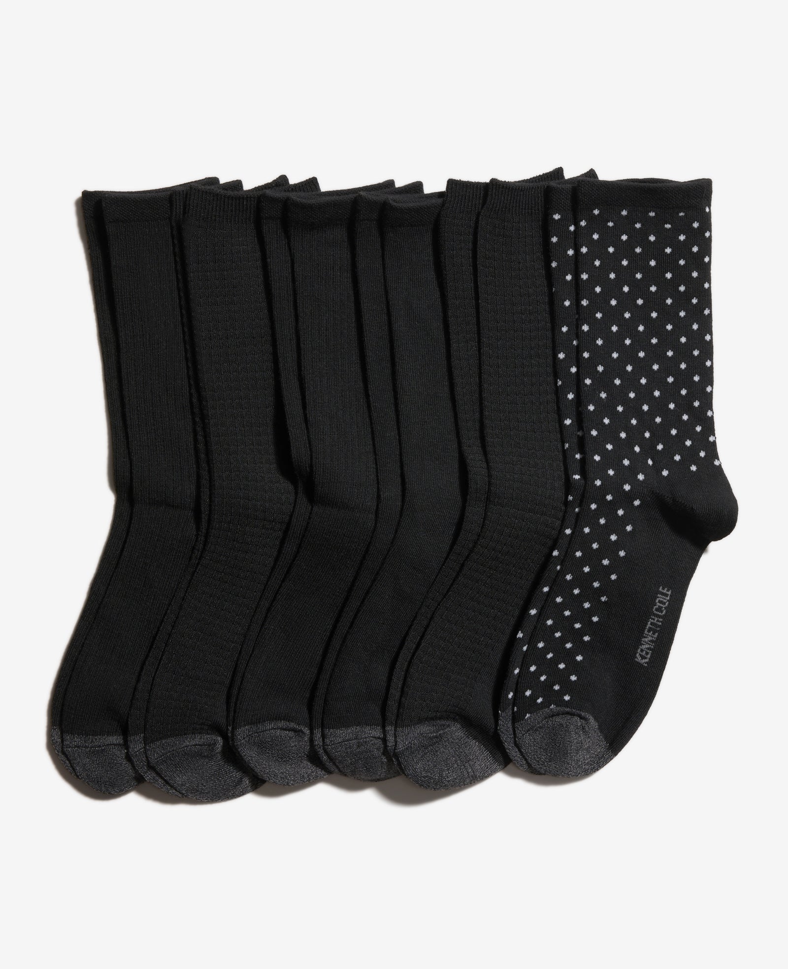 Tiny Dot Crew Socks 6-Pack Black