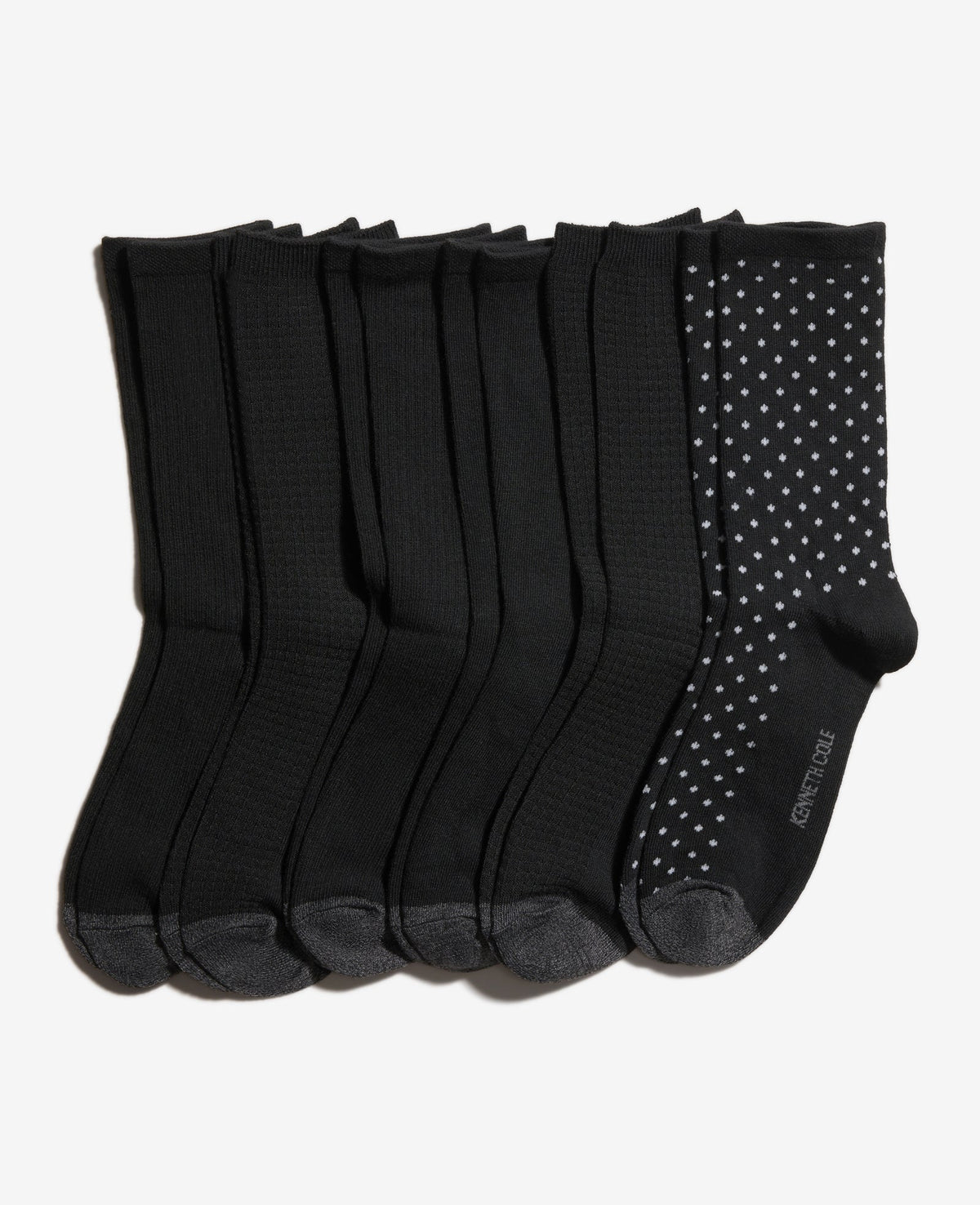 Tiny Dot Crew Socks 6-Pack Black