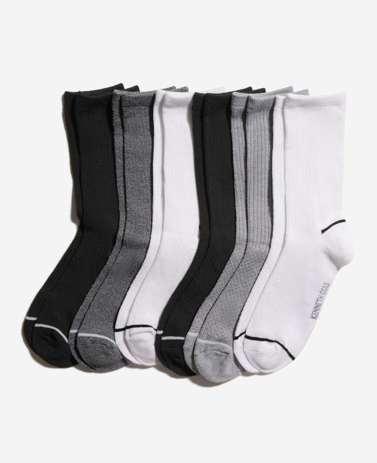 Fine Rib-Diamond Texture Crew Socks 6-Paco White