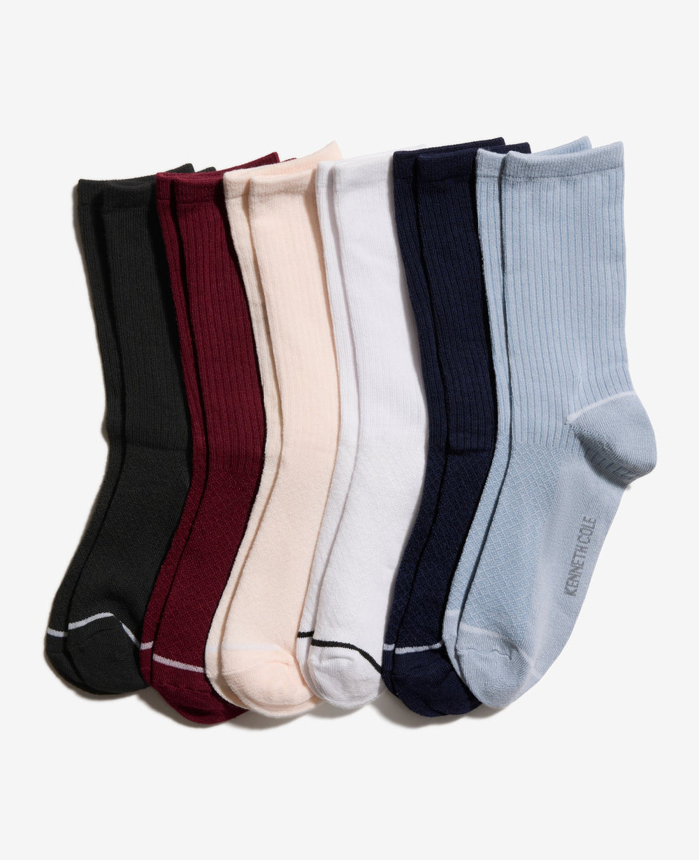 Fine Rib-Diamond Texture Crew Socks 6-Paco Xenon Blue