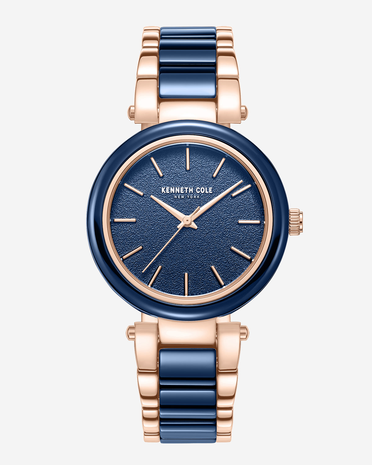 Two-Tone Classic Ceramic Bracelet Watch Blue / Rose Gold
