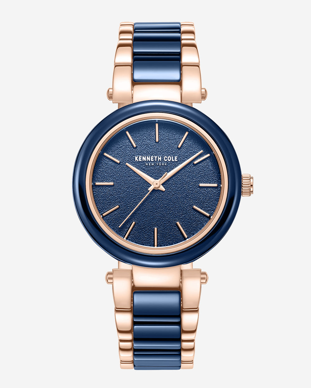 Two-Tone Classic Ceramic Bracelet Watch Blue / Rose Gold