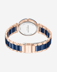 Two-Tone Classic Ceramic Bracelet Watch Blue / Rose Gold