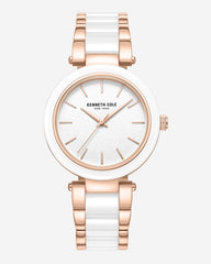 Two-Tone Classic Ceramic Bracelet Watch White / Rose Gold