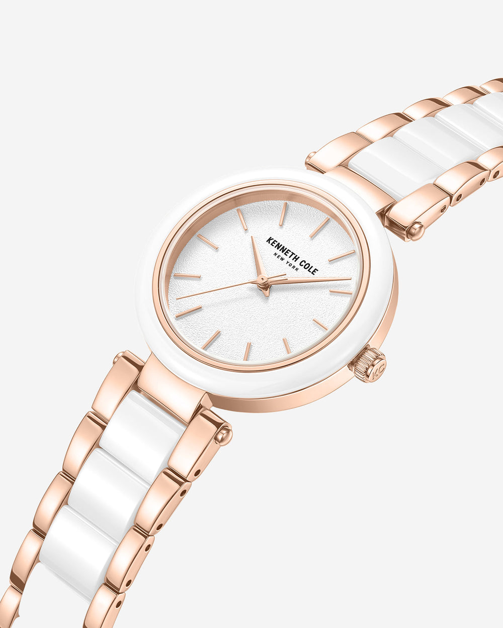 Two-Tone Classic Ceramic Bracelet Watch White / Rose Gold