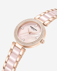 Two-Tone Classic Ceramic Pearl Bracelet Watch Pink / Rose Gold