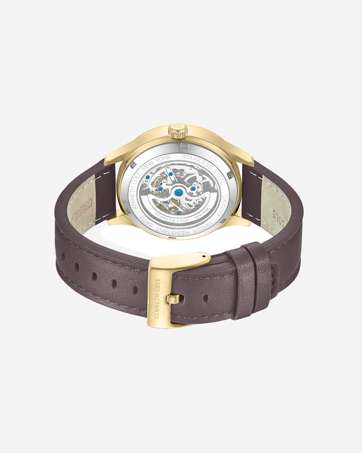 Skeleton Automatic Strap Watch Brown Dark