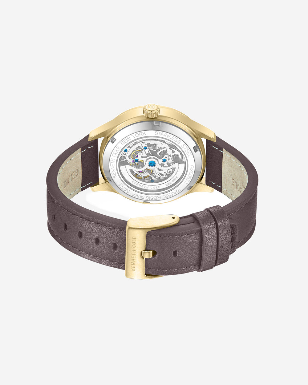 Skeleton Automatic Strap Watch Brown Dark