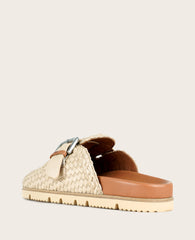 GENTLE SOULS - Brantley Buckle Woven Leather Mule Sand Woven Leather