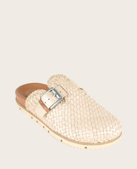 GENTLE SOULS - Brantley Buckle Woven Leather Mule Sand Woven Leather
