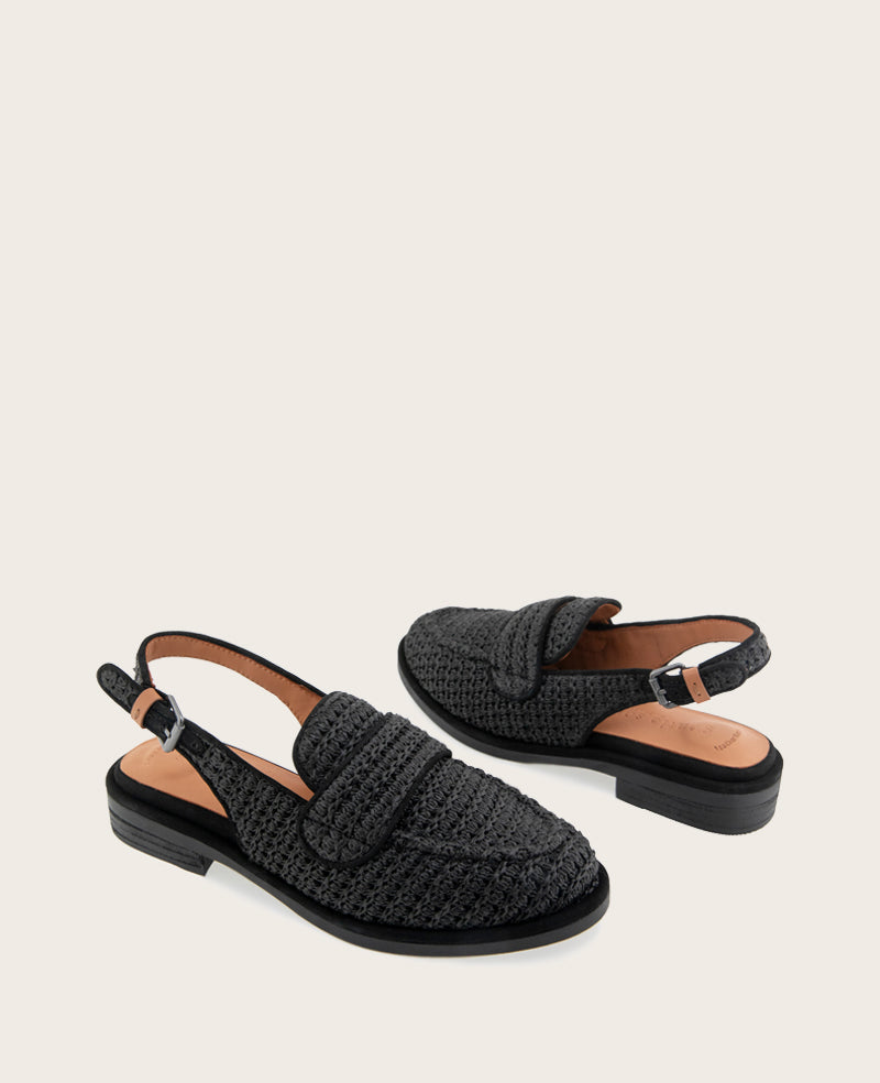 GENTLE SOULS - Caleb Raffia Slingback Black Raffia