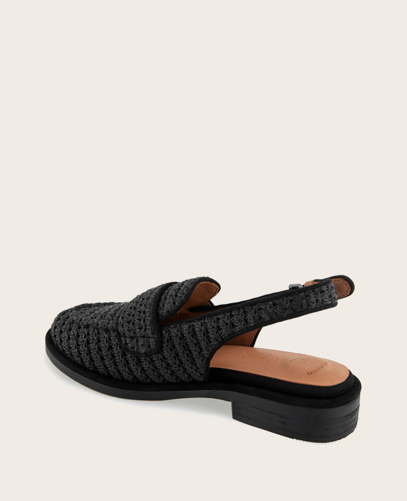 GENTLE SOULS - Caleb Raffia Slingback Black Raffia