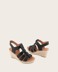 GENTLE SOULS - Capelin Leather Espadrille Wedge Black Leather