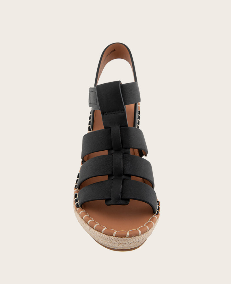 GENTLE SOULS - Capelin Leather Espadrille Wedge Black Leather