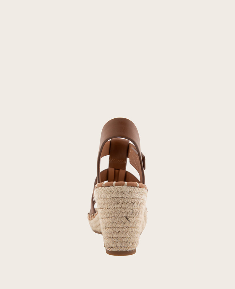 GENTLE SOULS - Capelin Leather Espadrille Wedge Luggage Leather