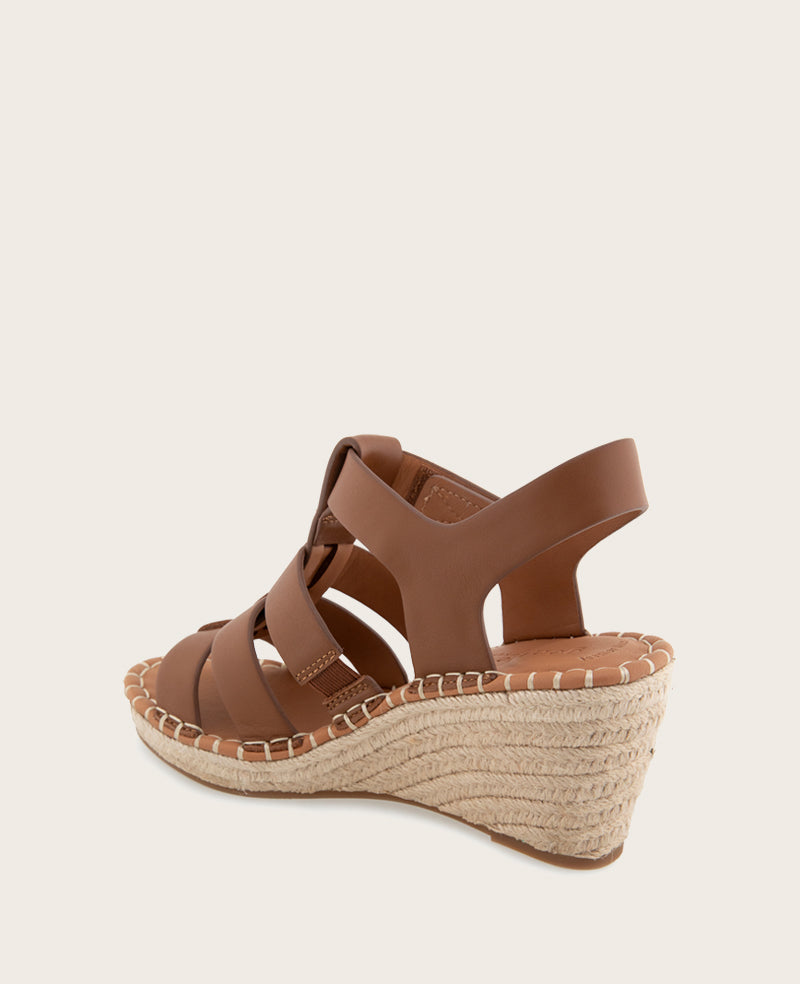 GENTLE SOULS - Capelin Leather Espadrille Wedge Luggage Leather