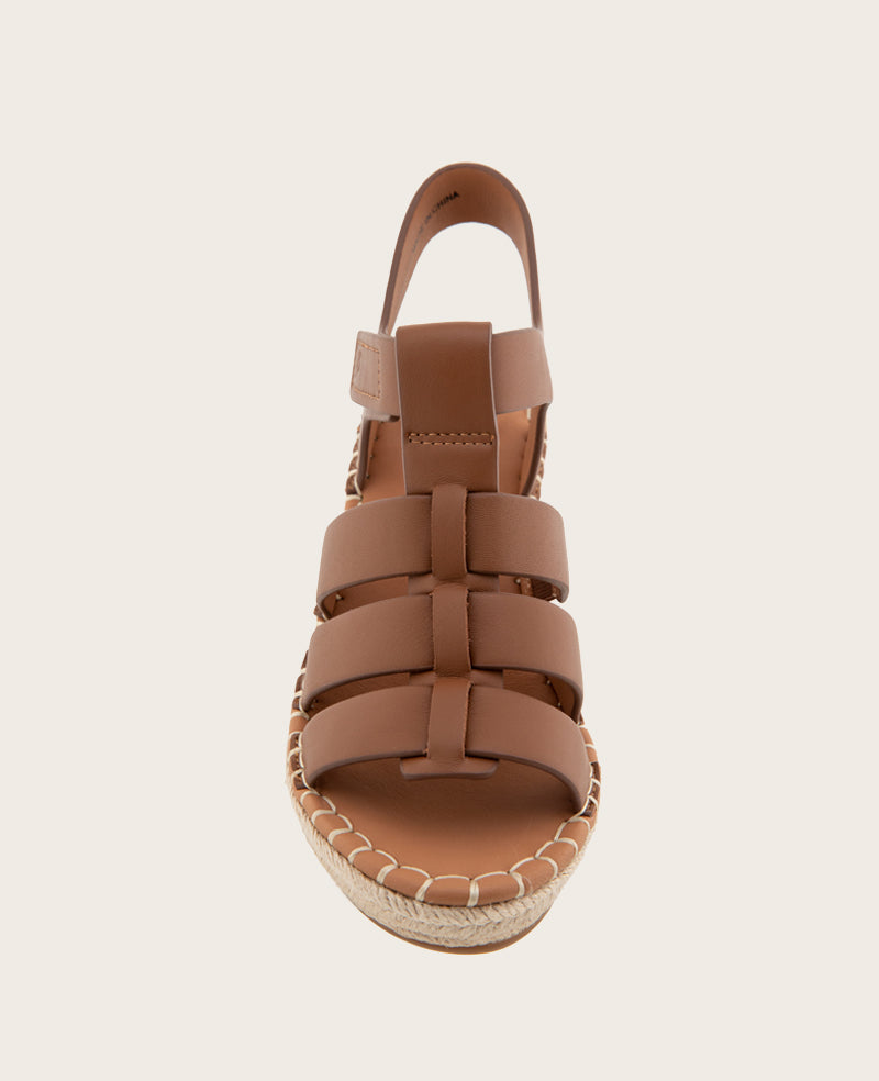 GENTLE SOULS - Capelin Leather Espadrille Wedge Luggage Leather