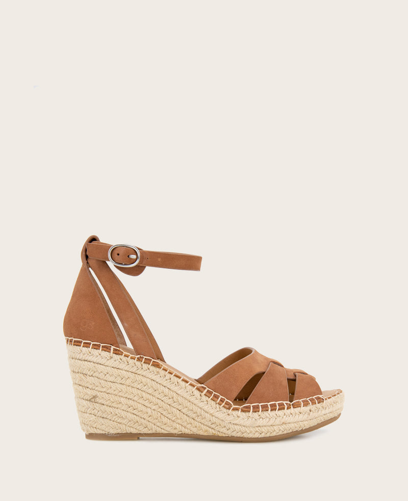 GENTLE SOULS - Coolie Nubuck Espadrille Wedge Luggage Nubuck