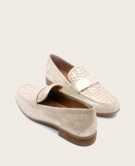 GENTLE SOULS - Crew Woven Metallic Loafer Gold Leather