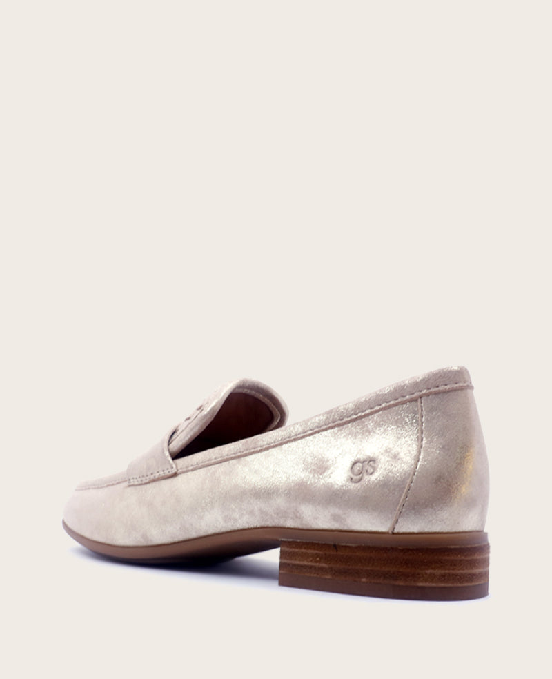 GENTLE SOULS - Crew Woven Metallic Loafer Gold Leather