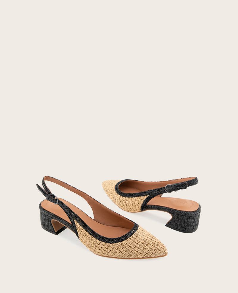 GENTLE SOULS - Georgia Raffia Slingback Heel Natural Raffia