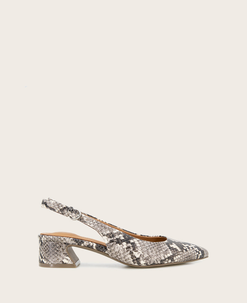 GENTLE SOULS - Georgia Snake Slingback Heel Black/White Snake