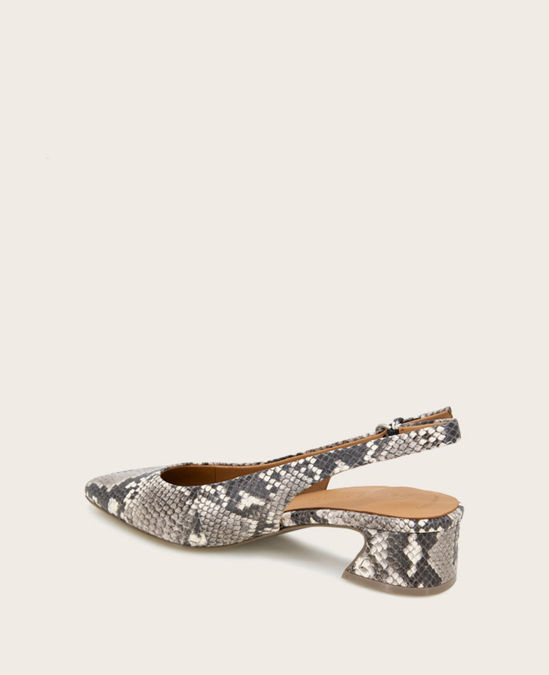 GENTLE SOULS - Georgia Snake Slingback Heel Black/White Snake