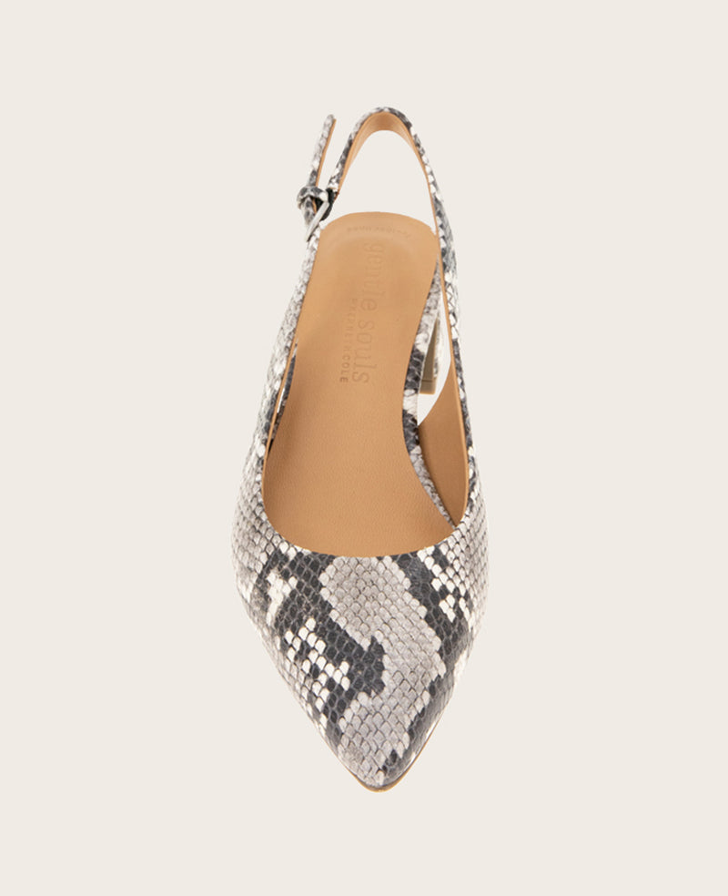 GENTLE SOULS - Georgia Snake Slingback Heel Black/White Snake