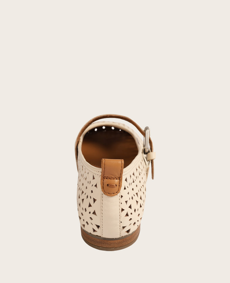 GENTLE SOULS - Karla Perforated Leather Mary Jane Flat White Perf Leather