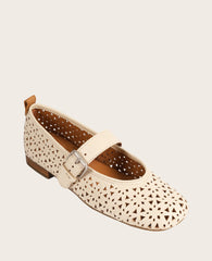 GENTLE SOULS - Karla Perforated Leather Mary Jane Flat White Perf Leather