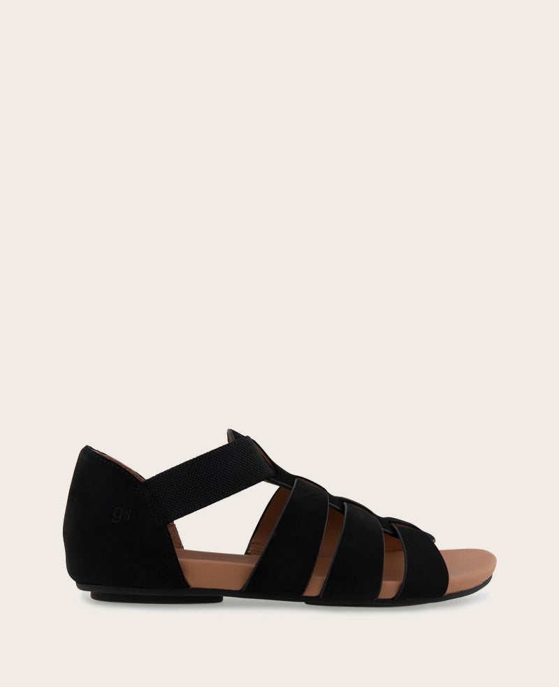 GENTLE SOULS - Lennon Nubuck Fisherman Sandal Black Nubuck