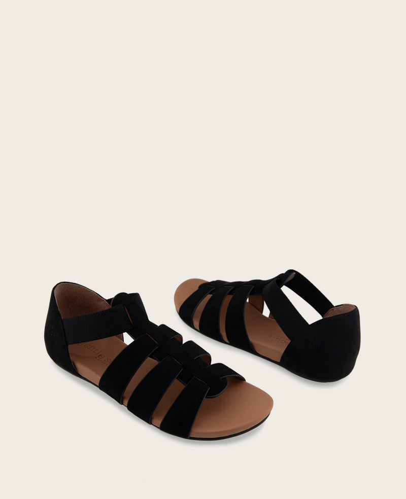 GENTLE SOULS - Lennon Nubuck Fisherman Sandal Black Nubuck