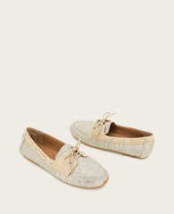 GENTLE SOULS - Marina Metallic Fabric Boat Shoe Light Gold Fabric