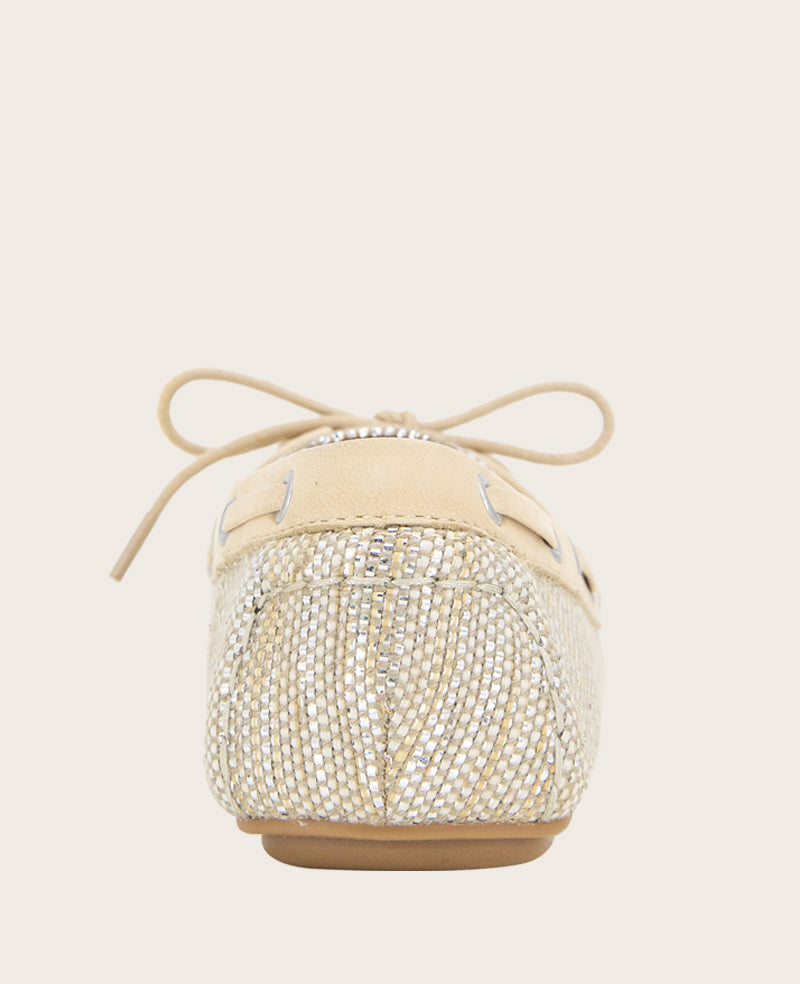 GENTLE SOULS - Marina Metallic Fabric Boat Shoe Light Gold Fabric