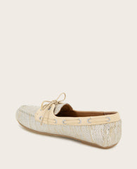 GENTLE SOULS - Marina Metallic Fabric Boat Shoe Light Gold Fabric