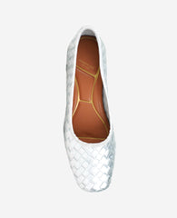 Birdie Woven Metallic Leather Pump Silver Woven Leather