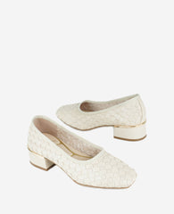 Birdie Woven Leather Pump Ecru Woven Leather
