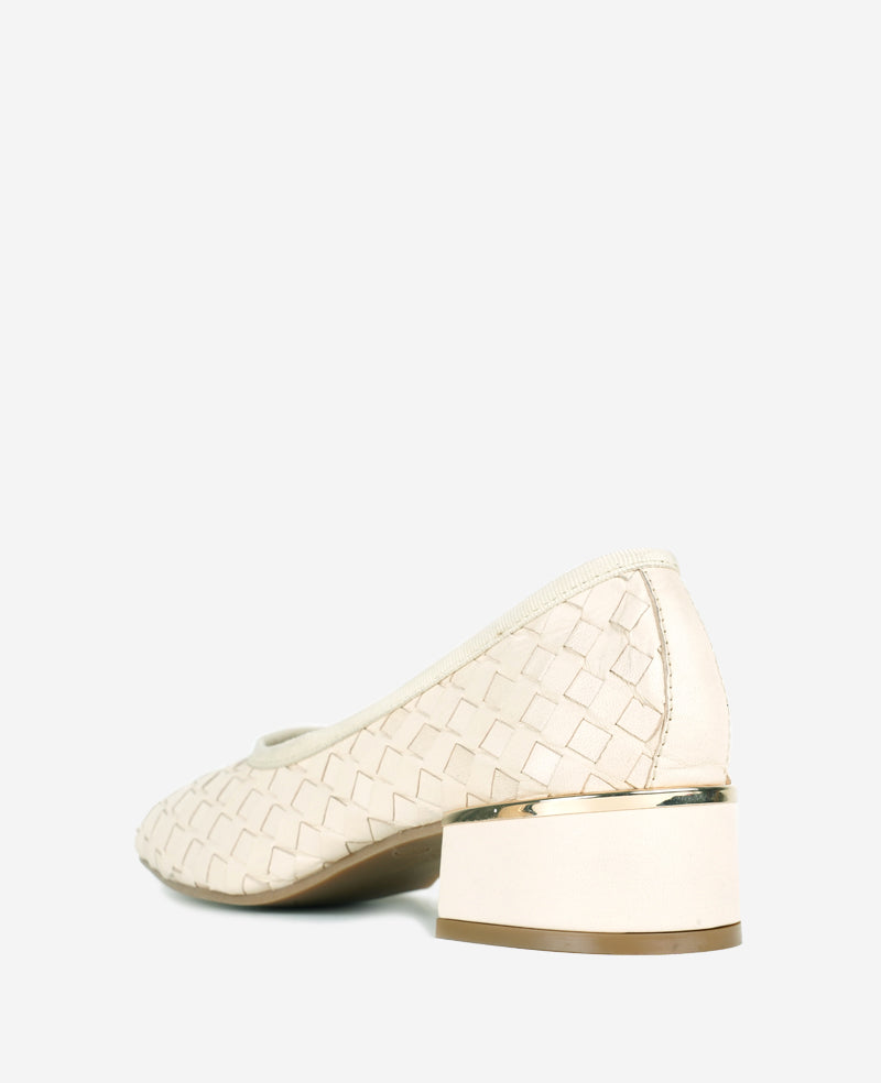 Birdie Woven Leather Pump Ecru Woven Leather