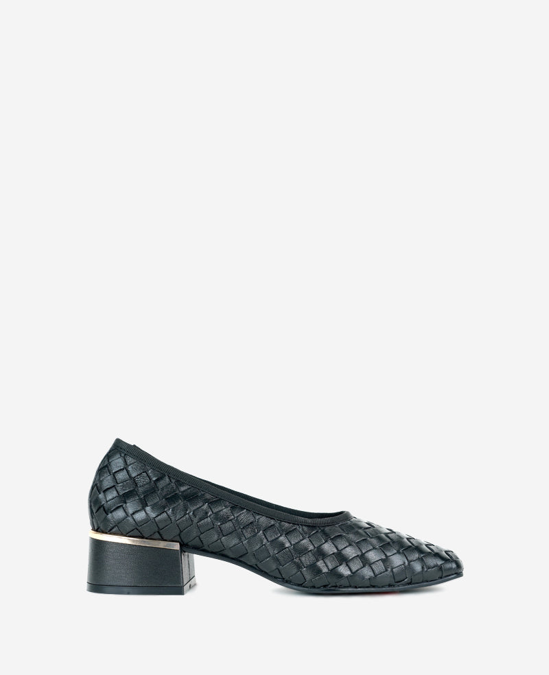 Birdie Woven Leather Pump Black Woven Leather