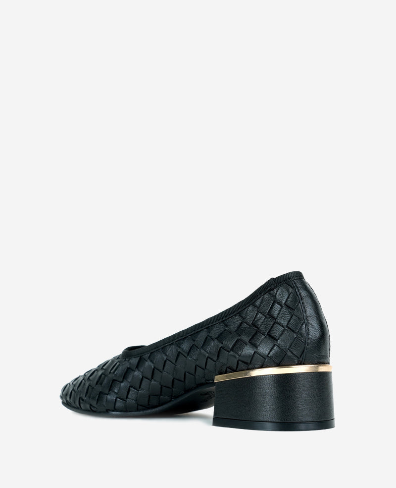 Birdie Woven Leather Pump Black Woven Leather