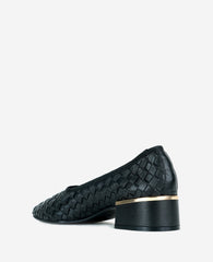 Birdie Woven Leather Pump Black Woven Leather