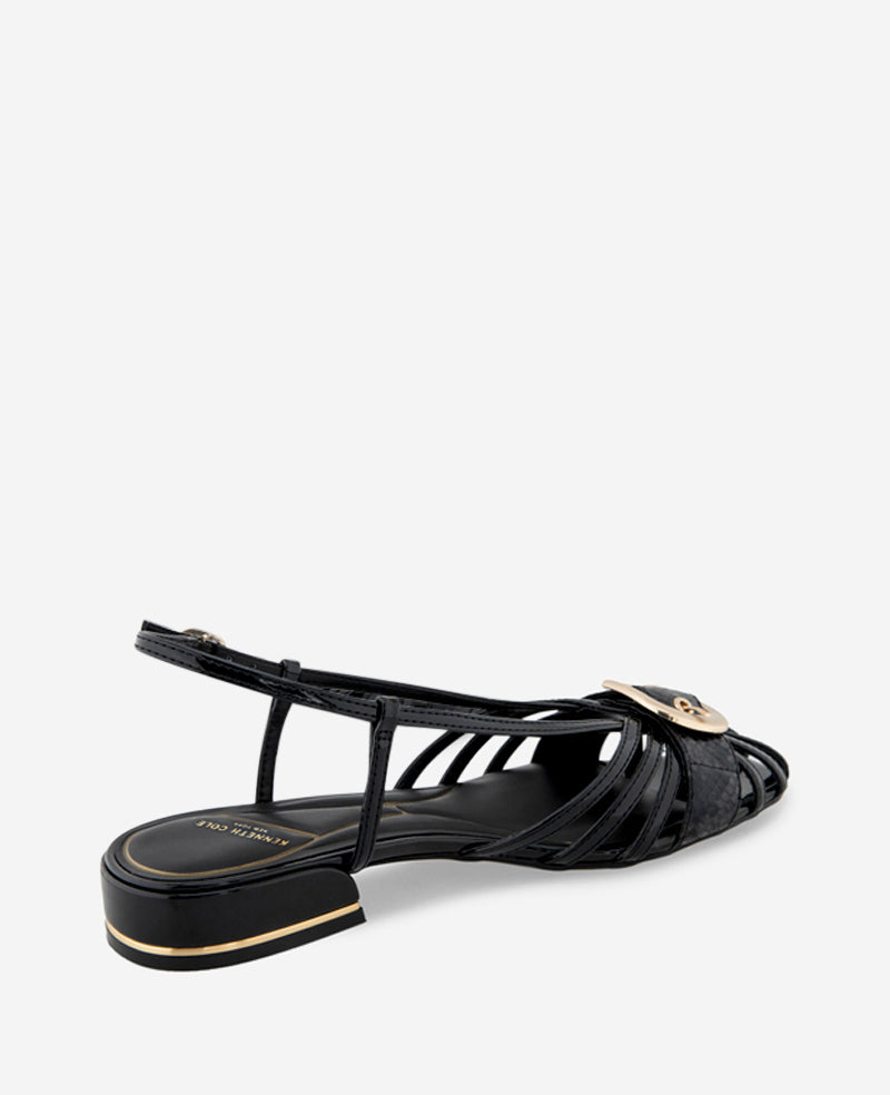 Farrah Patent Caged In Buckle Sandal Black Patent