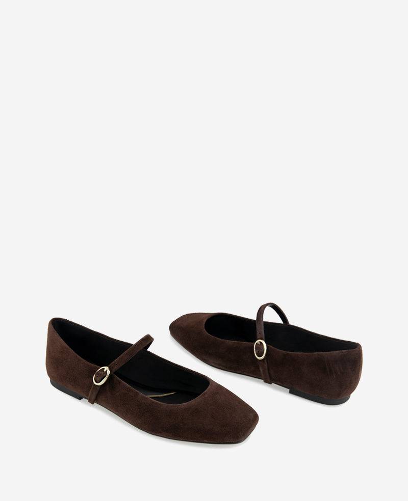 Jasper Suede Ballet Flat Chocolate Suede