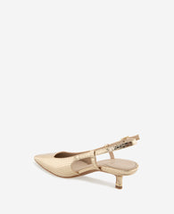 Martha Metallic Croco Slingback Kitten Heel Soft Gold