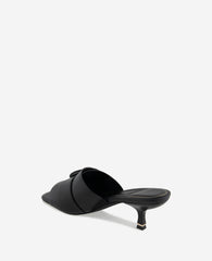 Valentina Leather Kitten Heel Slide Sandal Black Leather