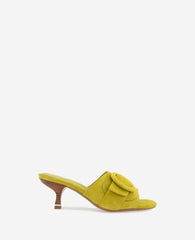 Valentina Suede Kitten Heel Slide Sandal Chartreuse Suede