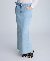 Fly Front Belted Maxi Skirt Nu Wash
